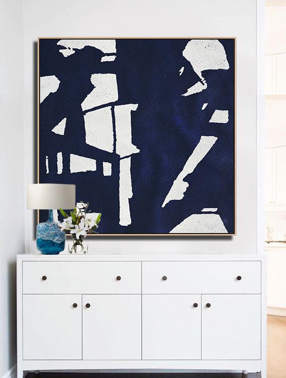 Navy Blue Minimalist Painting #NV196A - Click Image to Close